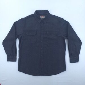 Wrangler Mens Button Down Shirt Authentics L Large Charcoal Gray Cotton Workwear